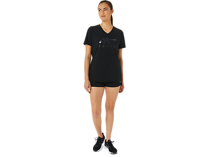 Tricko Asics Stripes V-neck Damske Čierne | 40389-AFLW