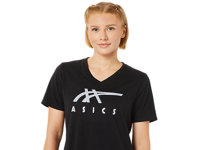 Tricko Asics Stripes V-neck Damske Čierne | 70642-SXJG